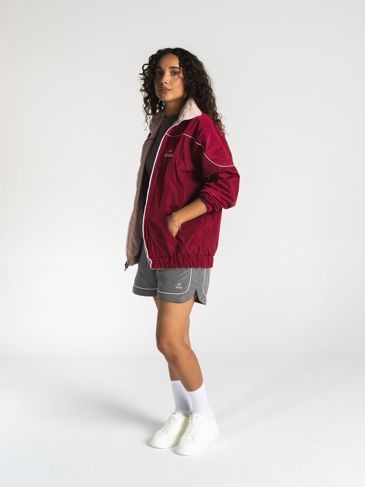 The Switch Jacket in Burgundy/Pink