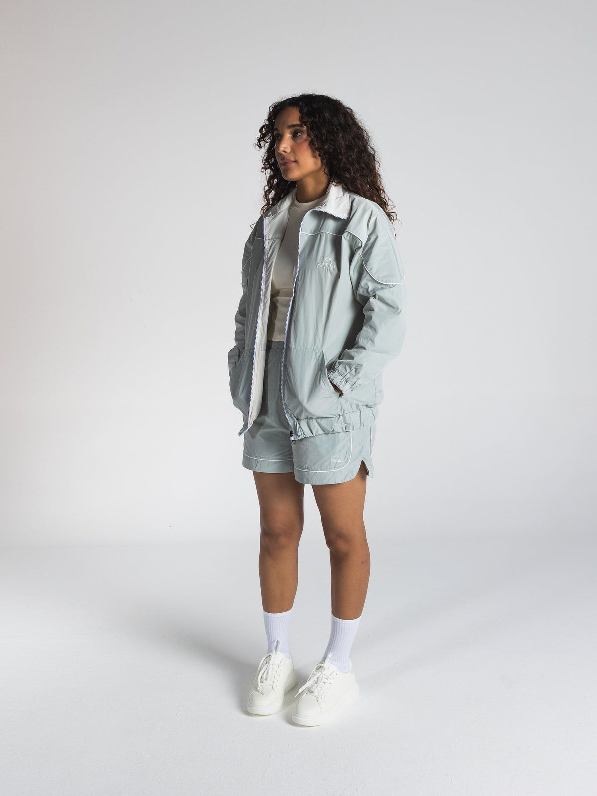 The Switch Jacket in MintGreen/Offwhite
