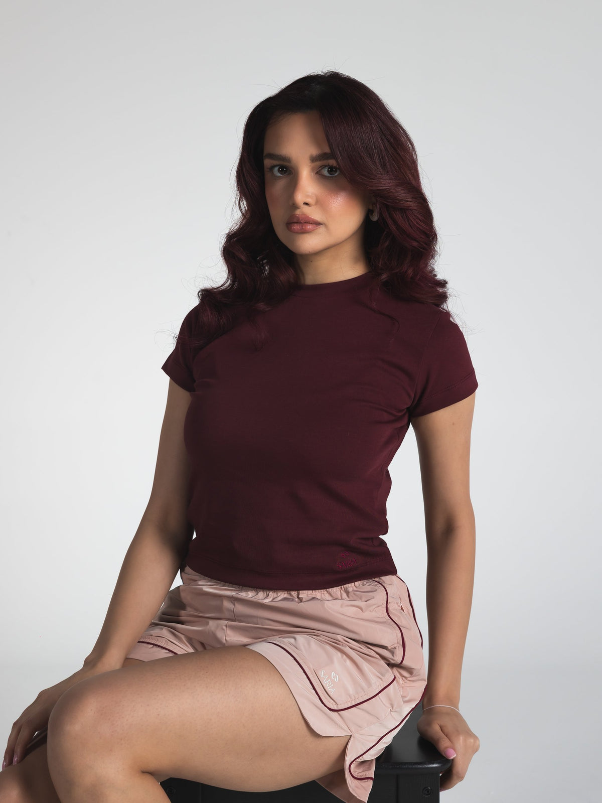 The Form Crop Top in Burgundy 