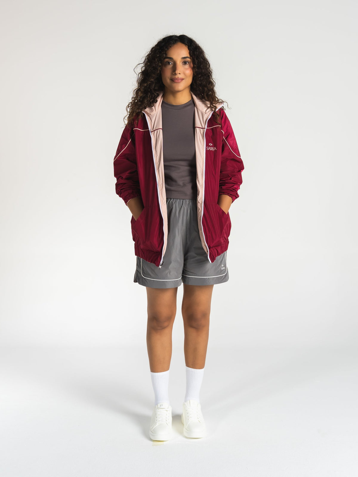 The Switch Jacket in Burgundy/Pink 