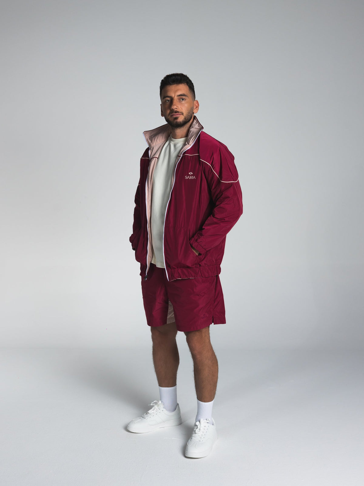 The Switch Jacket in Burgundy/Pink 